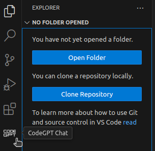 CODEGPT button in Primary Sidebar